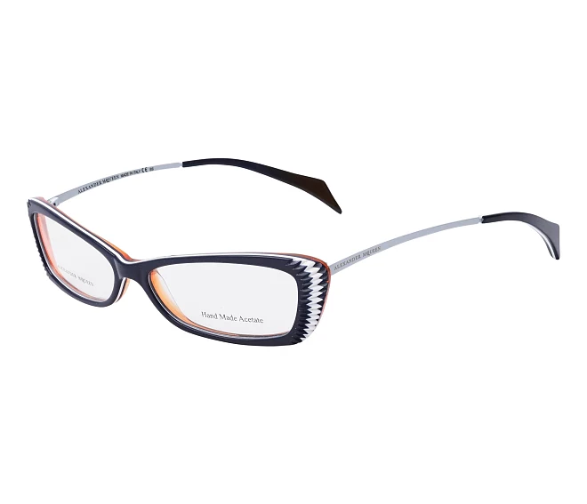 Alexander McQueen Brille AMQ-4163 WOC 52 14 blauweiß