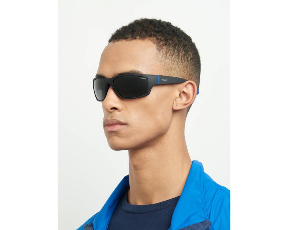 Polaroid Unisex Sonnenbrille PLD 2135/S – Schwarz & Blau | Größe 65/17/125 | Modische Sunglasses